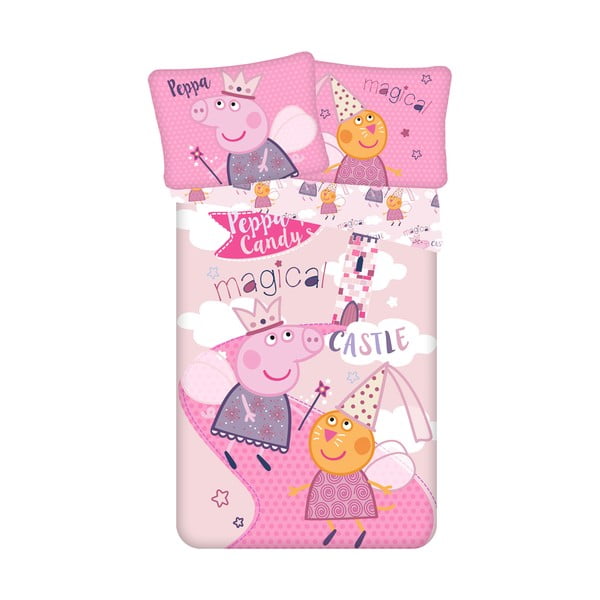Розово бебешко памучно спално бельо , 140 x 200 cm Peppa Pig - Jerry Fabrics