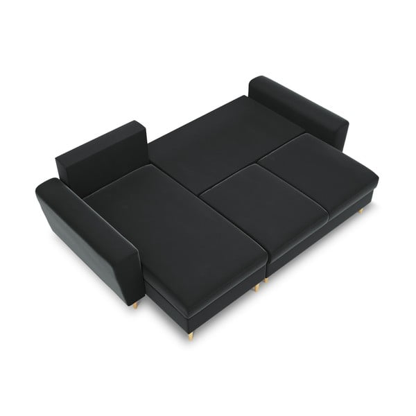 Тъмносив кадифен разтегателен ъглов диван с място за съхранение Kyoto – Cosmopolitan Design-image-1