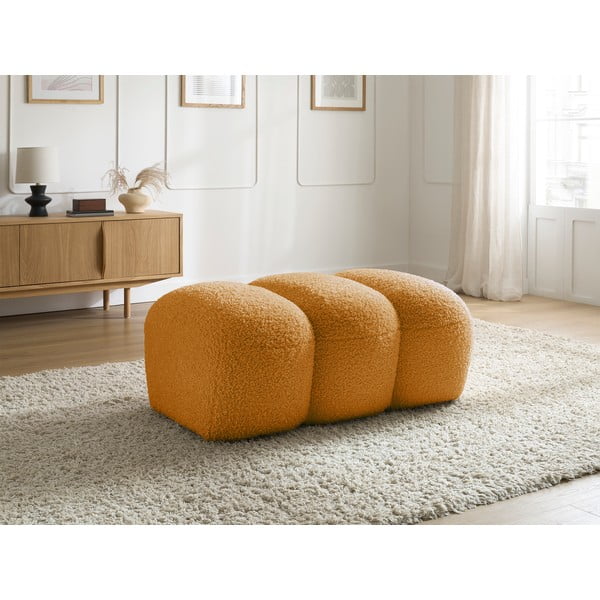 Табуретка  от прежда с примки от букле в цвят горчица Hippolyte – Bobochic Paris-image-1