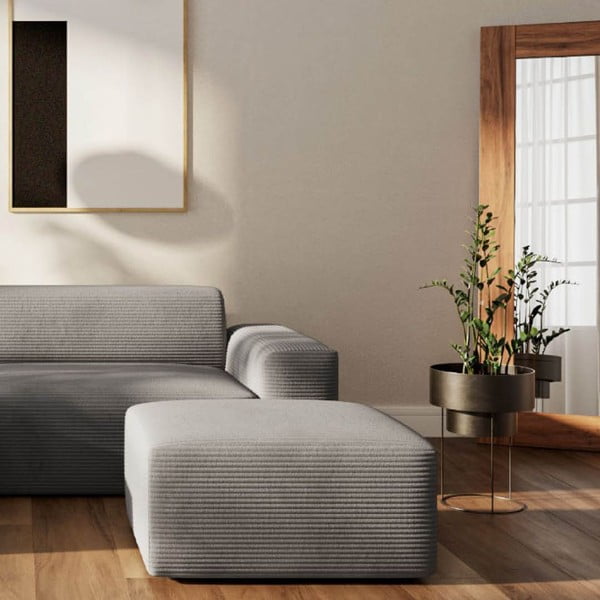 Сив ъглов диван от рипсено кадифе (ляв ъгъл) Villet – Rodier-image-4