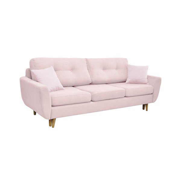 Růžová rozkládací pohovka se světlými nohami Mazzini Sofas Rose-image-3