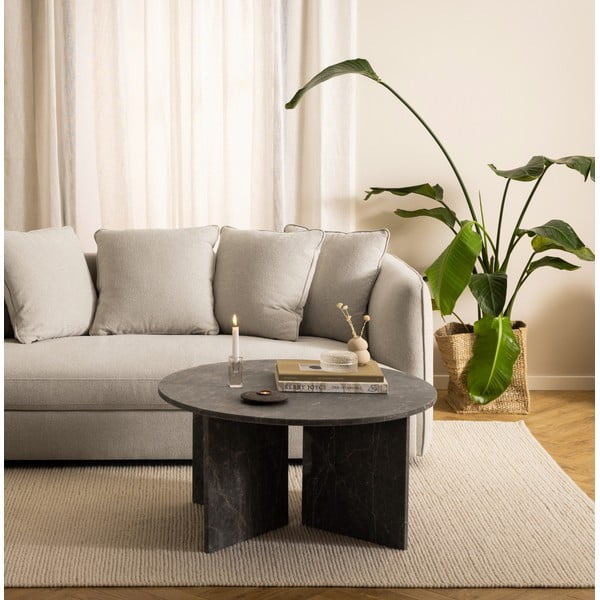 Сива мраморна кръгла масичка за кафе ø 90 cm Vega – Actona-image-1