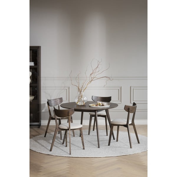 Тъмнокафява кръгла трапезна маса от декор от дъб  ø 115 cm Yumi – Rowico-image-1