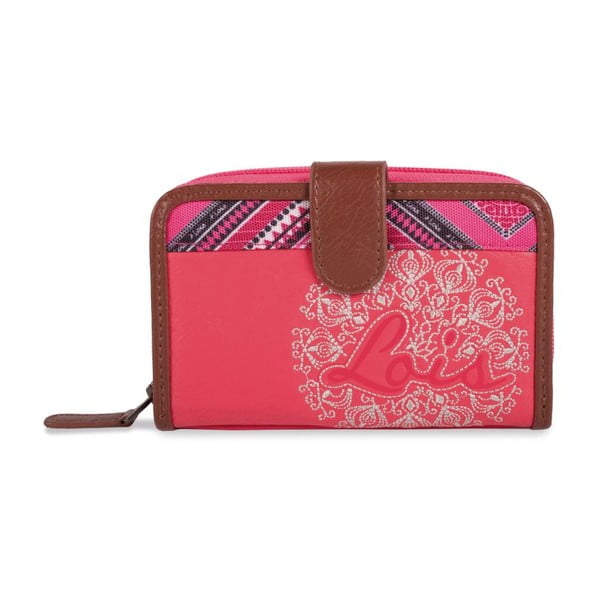 Růžovo-bílá peněženka Lois, 14 x 9 cm