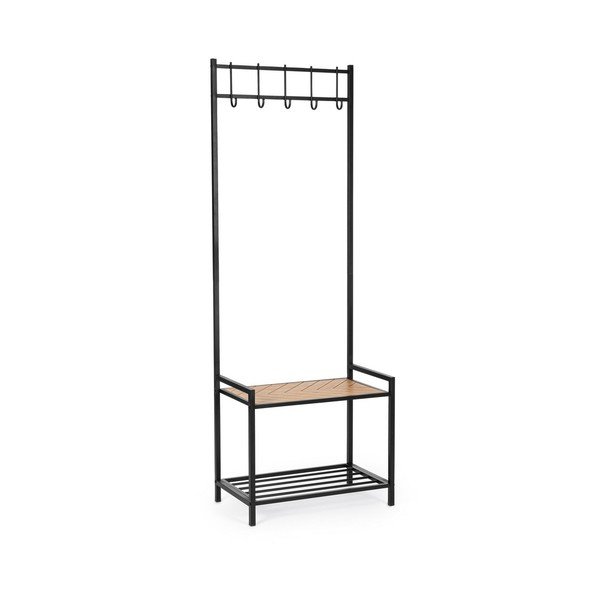 Черна/в естествен цвят метална стенна закачалка с рафт 64,5 cm Haldor – Yes Everyday