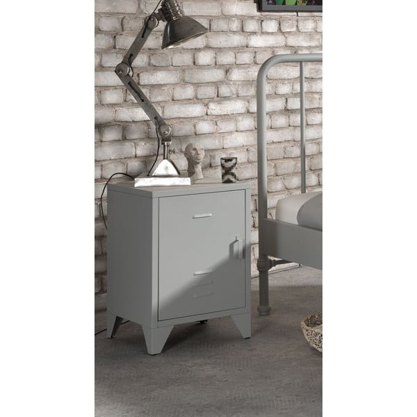 Сиво метално нощно шкафче Bronxx - Vipack-image-1