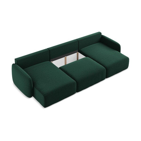 Тъмнозелен кадифен сгъваем/с място за съхранение ъглов диван (U форма) Kalena – Makamii-image-4