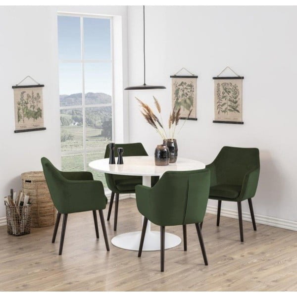 Зелен тапициран трапезен стол с подлакътници Nora – Actona-image-1