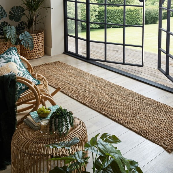 Ръчно изработена ютена пътека в естествен цвят 60x300 cm Jute Boucle – Flair Rugs-image-1