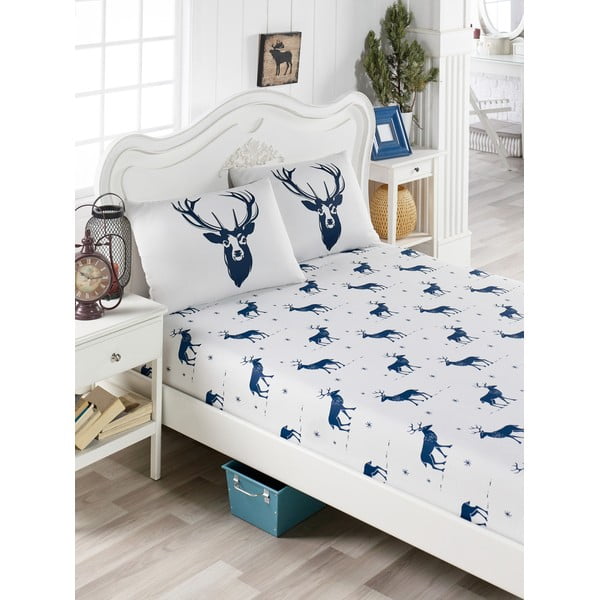 Комплект спално бельо и 2 калъфки за възглавници със смес от памук за двойно легло EnLora Home Тъмно синьо, 160 x 200 cm Geyik - Mijolnir