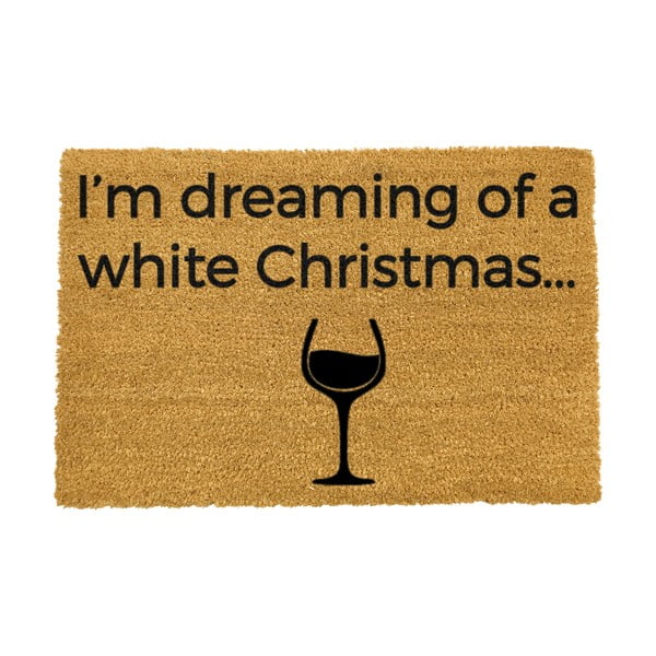 Черна постелка от естествени кокосови влакна , 40 x 60 cm White Wine Christmas - Artsy Doormats