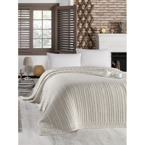 Светлосива покривка за легло с памучна смес Camila, 220 x 240 cm - Homemania Decor