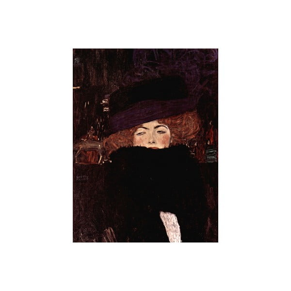 Reprodukce obrazu Gustav Klimt - Lady with Hat And Feather Boa, 40 x 30 cm