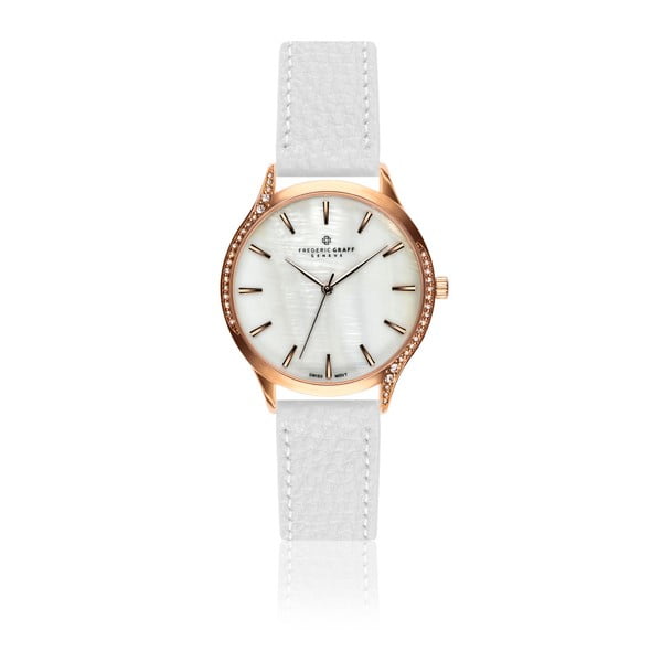 Дамски часовник с бяла каишка от естествена кожа Panguro - Frederic Graff