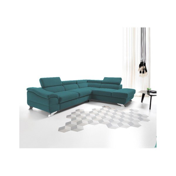 Tyrkysová rozkládací rohová pohovka Windsor & Co Sofas Gamma, pravý roh-image-4