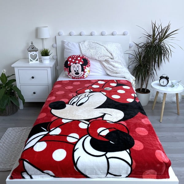 Червено детско одеяло от микроплюш 100x150 cm Minnie - Jerry Fabrics-image-2
