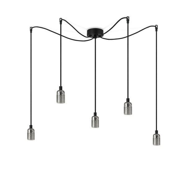 Черна висяща лампа с пет рамена и сребърни детайли Uno - Sotto Luce