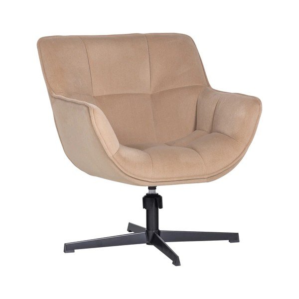 Бежово въртящо се кадифено кресло Wibo – WOOOD