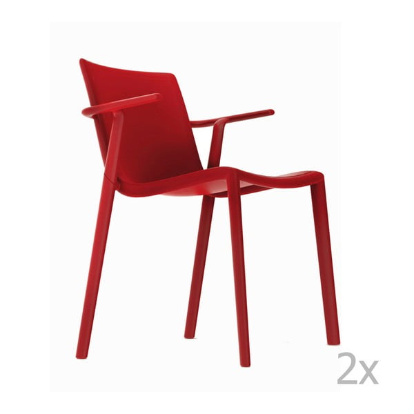 Sada 2 červených zahradních židlí s područkami Resol Kat