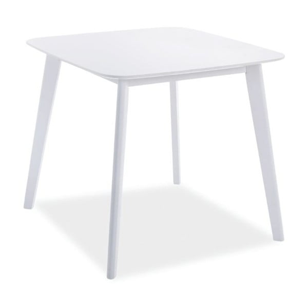 Bílý stůl s nohama z kaučukového dřeva Signal Sigma, 80 x 80 cm