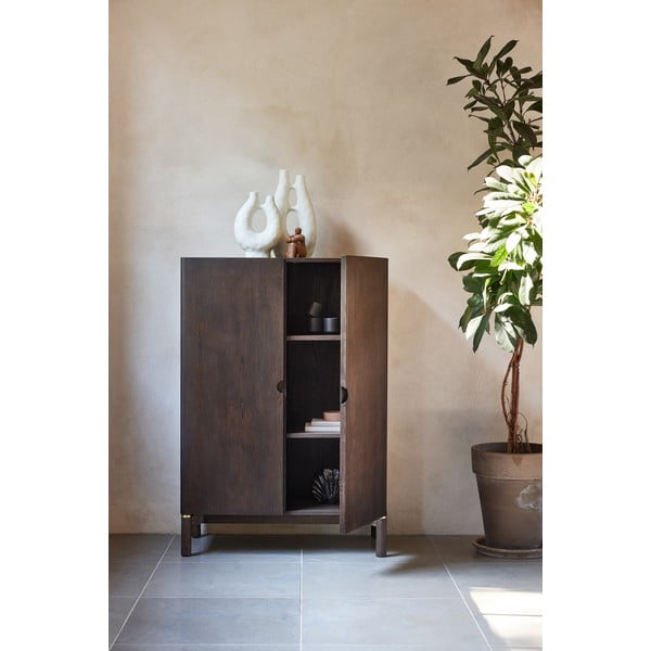 Тъмнокафяво шкафче от декор от дъб  90x130 cm Arun – Unique Furniture-image-1