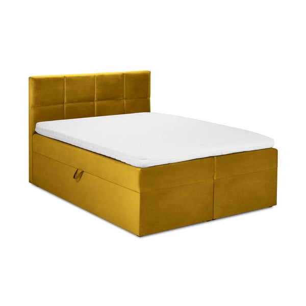 Кадифено двойно легло в горчично жълто Мимикрия, 200 x 200 cm - Mazzini Beds
