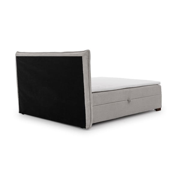 Светлосиво боксспринг легло с място за съхранение 140x200 cm Lysa – Ropez-image-3