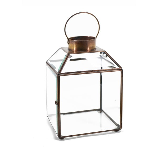 Стъклен фенер с метална рамка Bisel, височина 20 cm - Moycor