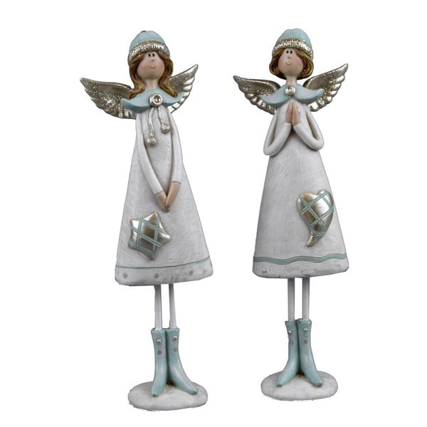 Sada 2 velkých dekorativních andělíčků v čepicích Ego Dekor Winter