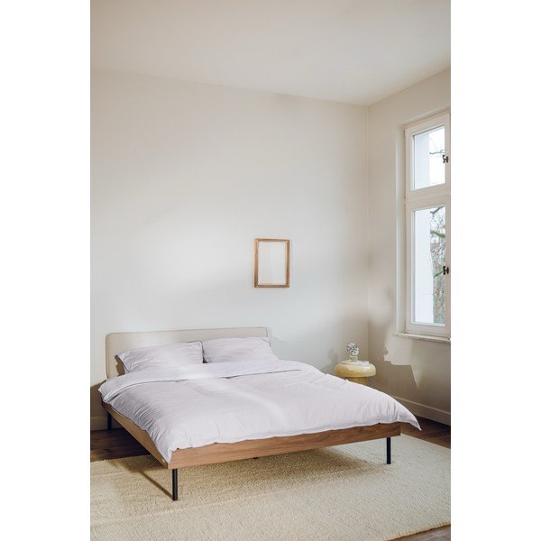 Двойно легло 200x200 cm тапицирано/ПДЧ от декор от орех с включена подматрачна рамка в тъмно естествен цвят Streiko – noo.ma-image-1