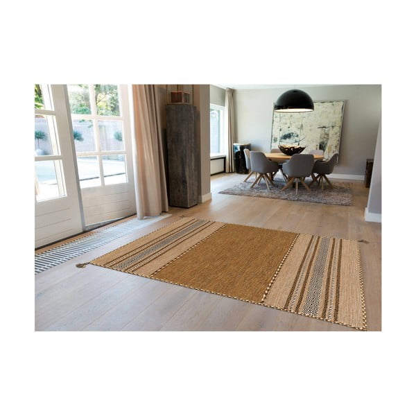 Кафяв ръчно изработен памучен килим Navarro 2921, 70 x 130 cm - Arte Espina