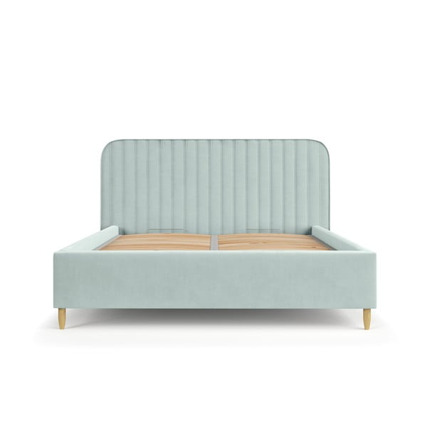 Единично легло 120x200 cm тапицирано с място за съхранение с включена подматрачна рамка мента Noto – Maison de Rêve-image-2