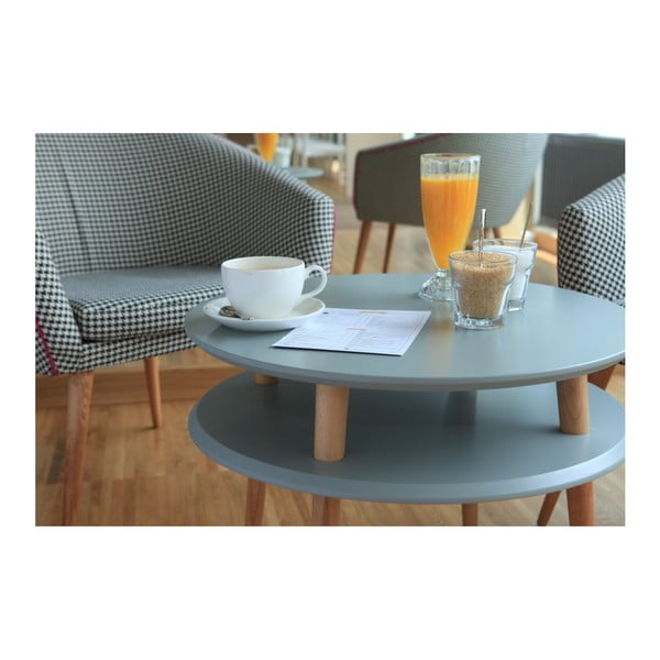 Tmavě šedý konferenční stolek s přírodními nohami Ragaba UFO, Ø 70 cm-image-2