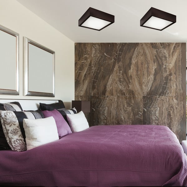 Тъмнокафяво осветително тяло за таван със стъклен абажур 27,5x27,5 cm Quadro – LAMKUR-image-3