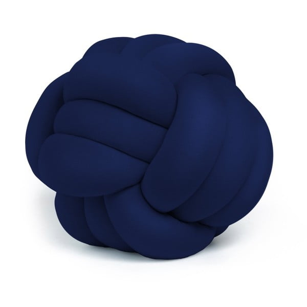 Тъмно синя декоративна възглавница с ефект на кадифе, ⌀ 45 cm - Unknown