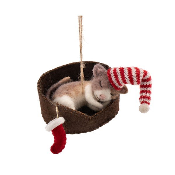 Текстилна Коледна украса 12,5 cm Cat in Basket – Sass & Belle