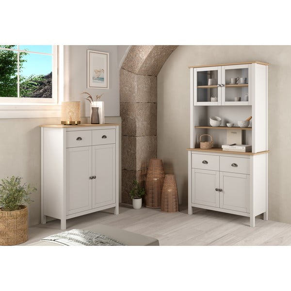 Бяла витрина от масивен бор 90x180,5 cm Misti – Marckeric-image-1