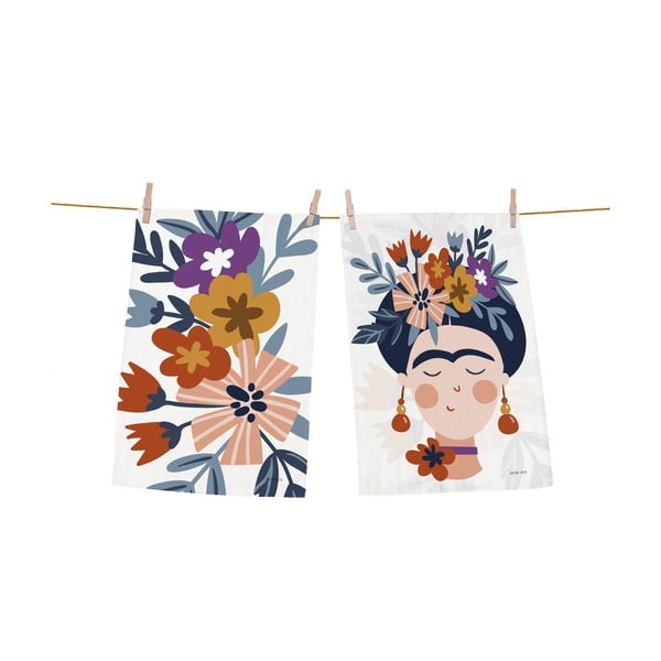 Комплект от 2 бели памучни кухненски кърпи , 50 x 70 cm Love Frida - Butter Kings