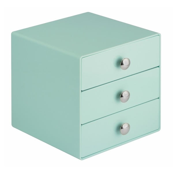 Кутия за съхранение в ментово зелено с 3 чекмеджета Чекмеджета, височина 16,5 cm - iDesign