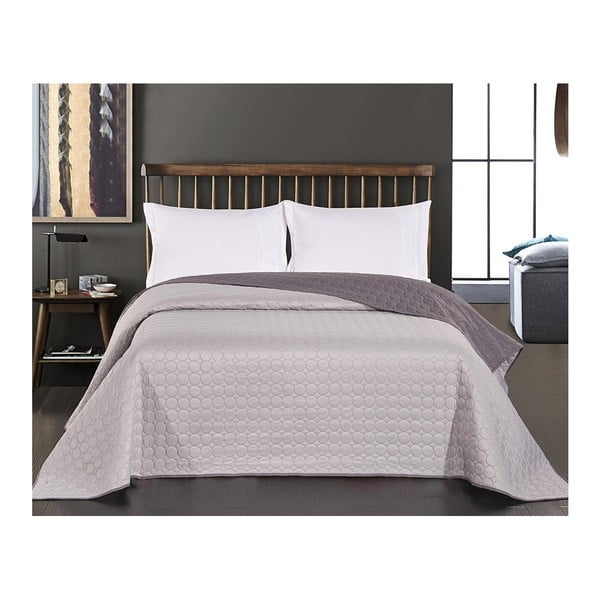 Šedý oboustranný přehoz z mikrovlákna DecoKing Salise Steel, 170 x 210 cm-image-1