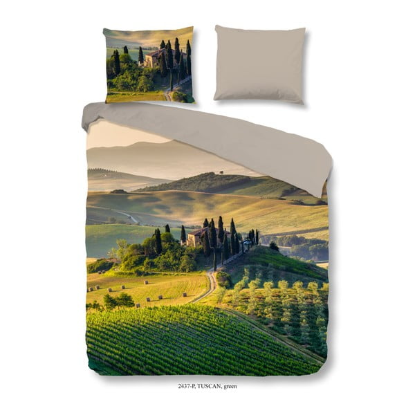 Памучно двойно спално бельо Tuscan Green, 200 x 240 cm - Good Morning
