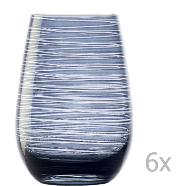 Sada 6 modrých sklenic Stölzle Lausitz Twister, 465 ml