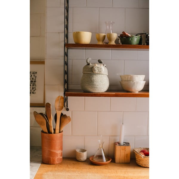 Светлосива текстилна детска кошница за играчки ø 15x15 cm Mini Henry the Hippo – Lorena Canals-image-2