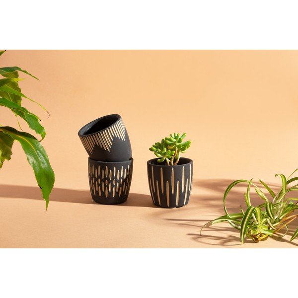 Теракотени покрития за саксии в комплект от 3 бр. ø 8 cm Grafitto – Sass & Belle-image-1