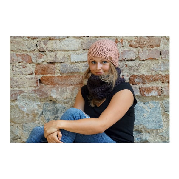 Тъмнолилав ръчно плетен кръгъл шал Plum - DOKE-image-3