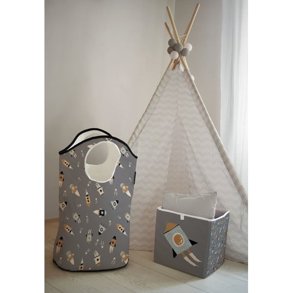 Сива детска кутия за съхранение от плат Cosmos - Butter Kings-image-1