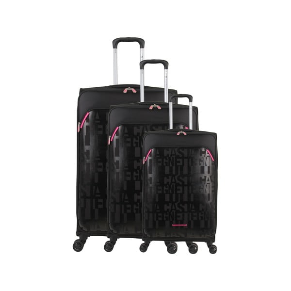 Комплект от 3 черни багажа на 4 колела Lulucastagnette Bellatrice - LULUCASTAGNETTE