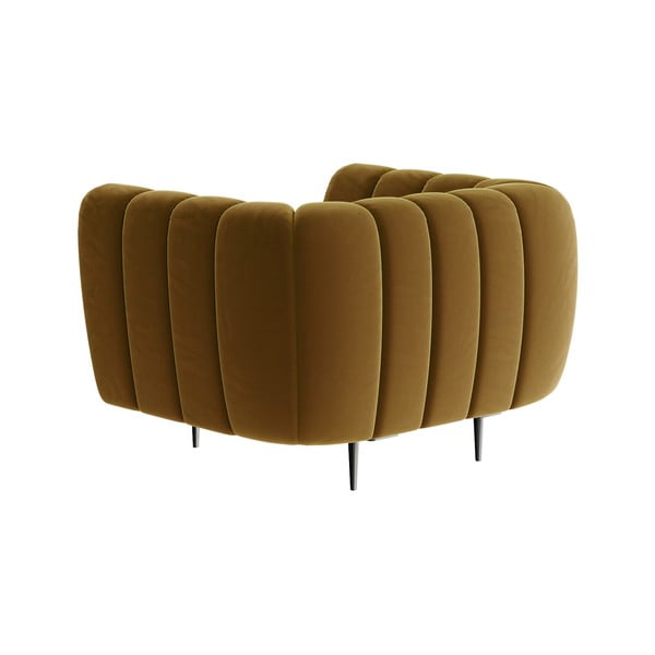 Меденожълто кадифено кресло Shel - Ghado-image-3