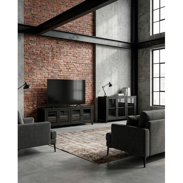 Черна витрина от масивен бор 142x80x40 cm Alessandra – Marckeric-image-4