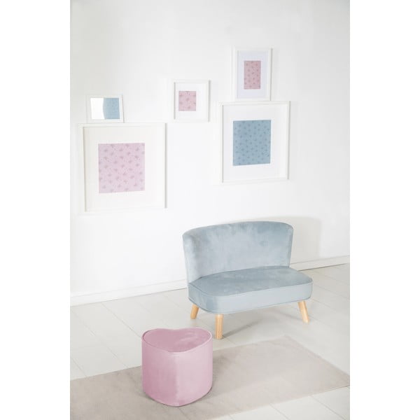 Светлорозов кадифен бебешки пуф Lil Sofa - Roba-image-2